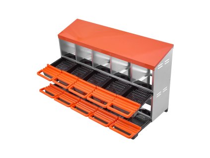 Hniezdový box pre sliepky 10 priehradok, kovový, 30–45 in, so sklonom