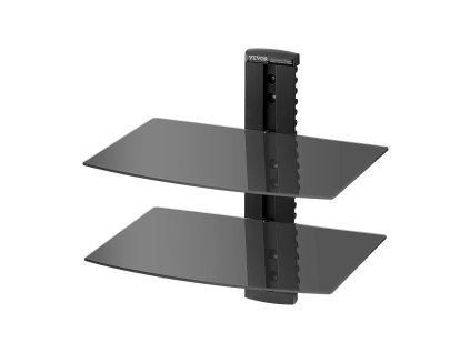 Sklenená plávajúca polica na stenu, nosnosť 18 lbs, 2 úrovne, pre TV