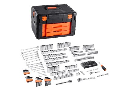 Súprava mechanických nástrojov 450 ks, nástavce 6.4/9.5/12.7 mm, sae