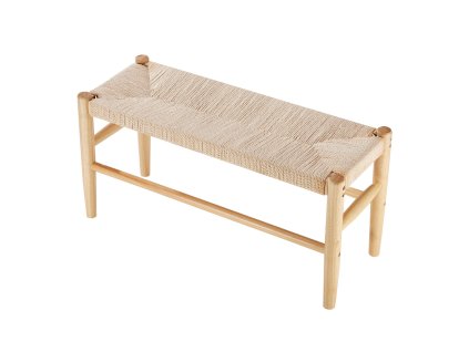 Ratanová lavica s dubovými nohami, 31.5" ručne pletená, do predsiene