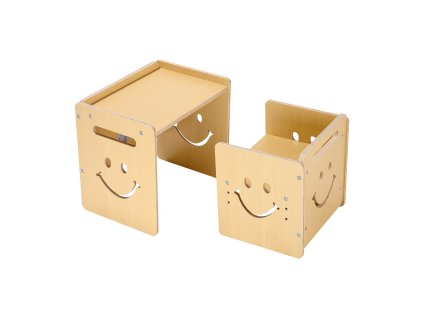 Montessori stôl a stoličky 3v1 s tabuľou, nastaviteľná výška 1–5 rokov