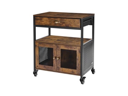 Barová skrinka 24.1×14.2×27.8 in 4 police s kolieskami sieťové dvere