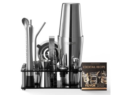Súprava na koktaily 14 dielov, nerezová, akrylový stojan, Boston