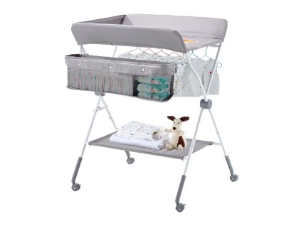 Prebaľovací stôl skladací, nastaviteľná výška, uzamykateľné kolieska