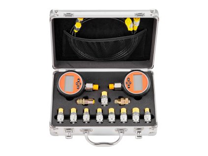 Digitálna hydraulická sada 700 bar, 2 manometre, 9 spojok, 2 hadice