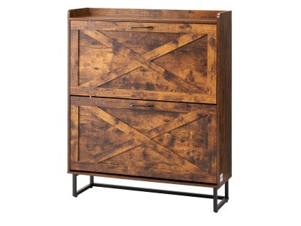 Skrinka na topánky s 2 klapkami, kovové nohy, poistka, hnedá