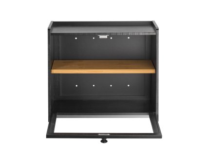 Dvojvrstvový bambusový chlebník s akrylovými dvierkami, čierny