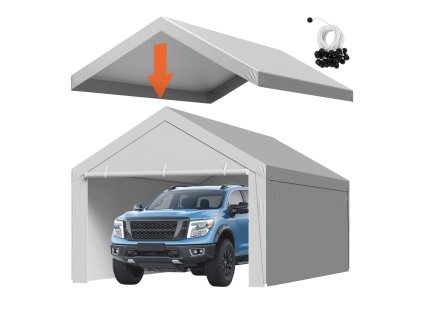 Náhradný kryt karportu 6 × 4 m s bočnými stenami vodotesný šedý
