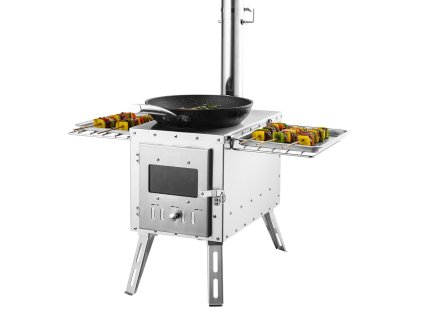 Prenosná nerezová pec na drevo 218.44 cm, 49161.3 cm³, 8 rúr