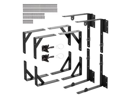 Rohové výstuže brány, 2 sady, so západkou a skrutkami, čierne