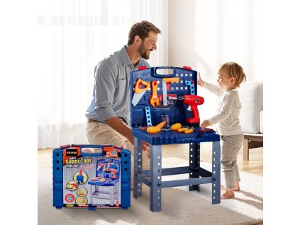 Detská pracovná dielňa s 56 dielmi a elektrickou vŕtačkou, 3+