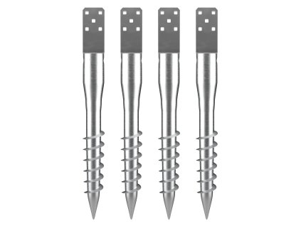 Zemné kotvy 4 ks, 10×7×70 cm, u-tvar, 6 vrutov a oceľová tyč