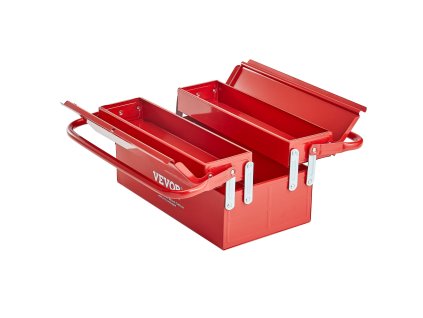 Box na náradie 14-inch oceľ, 2-úrovňový, 3 police, skladací, rukoväť