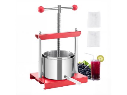 Ručný lis na ovocie 0.8 gal/3l, 2 nerezové valce, t-rukoväť, manuálny