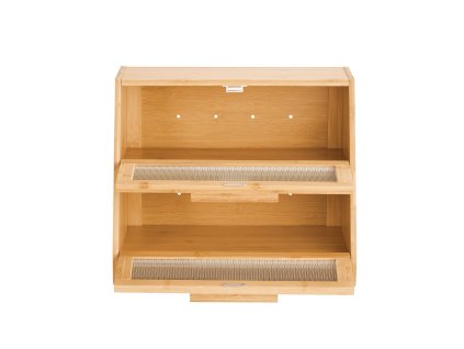 Chlebník dvojvrstvový bambusový, veľká kapacita, akrylové dvierka