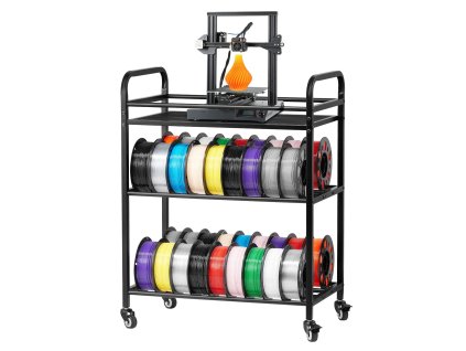Stojan na 3D filamenty, 3-poschodový, s kolieskami a držákmi