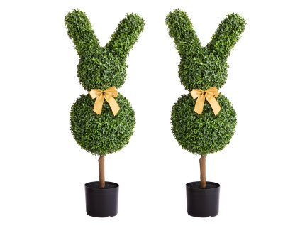 Umelá buxusová guľa v tvare zajačika 2 ks 914 mm na terasu a balkón