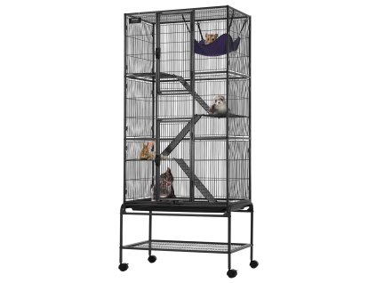 Klietka pre malé zvieratá 4 poschodia, kovová s rampami a zásuvkou