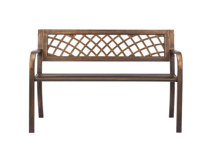 Záhradná lavička 116 cm, oceľový rám, pvc opierka, zaoblené opierky