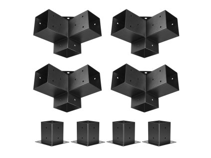 Sada rohových držiakov pergoly 10.2×10.2 cm, vnútorné 9.1×9.1 cm 8 ks