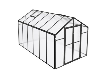 Polykarbonátový skleník 8 × 12 Ft, 2 okná, hliníkový rám, dvere