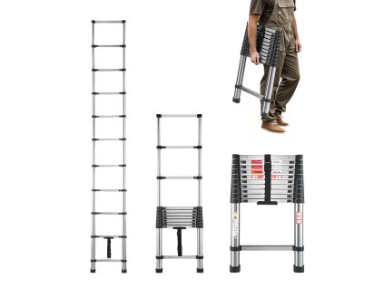 Teleskopický rebrík 3140 mm nerez 11 stupňov nosnosť 150 kg pre dom