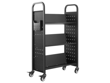 Knižný vozík 150 kg, 77×38×122 cm, v police, 76.2 mm kolieska