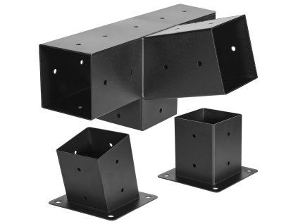 Držiak pergoly 4-cestný šikmý, 92×92 mm, uhlíková oceľ na stĺp a stenu