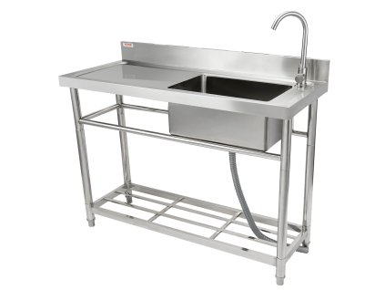 Nerezový pracovný drez 1 komora 119.88×50.04×95 cm stojací s batériou