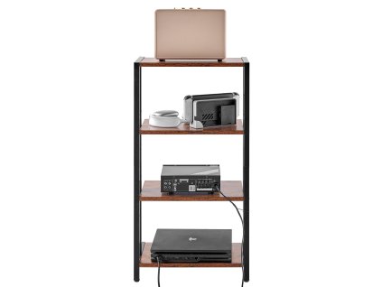 Rohový tv stojan 4-podlažný s nastaviteľnými drevenými policami hnedý