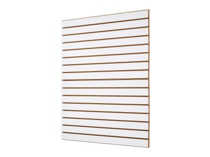 Lamelový panel slatwall 4×4 ft, mdf, biely, modulárny, nastaviteľný