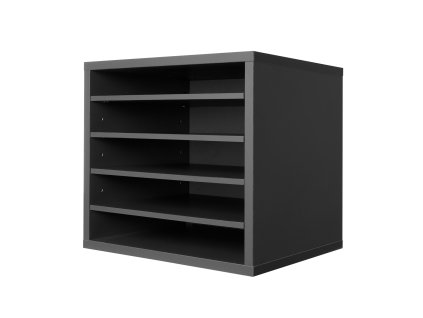 Organizér na dokumenty, 5 priehradok, nastaviteľné police, mdf, šedý
