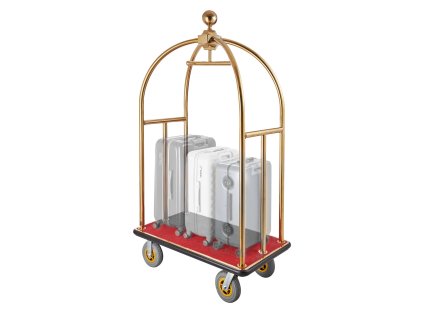 Hotelový vozík na batožinu nosnosť 1500 LBS, nerez, červený koberček