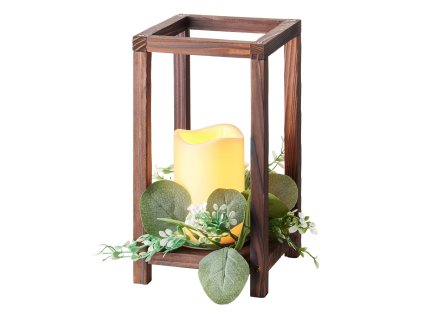 Sada 12 drevených lampášikov s 12 led sviečkami a 12 vencov (36 ks)