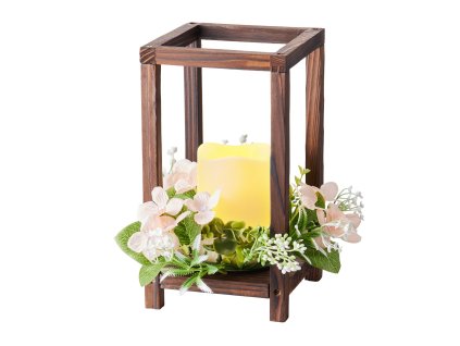 Sada 10 drevených lampášov, 30 dielov, led sviečky, venčeky, hnedé