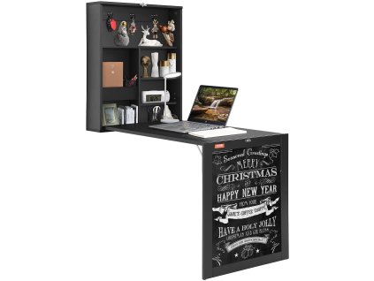 Nástenný sklápací stôl s tabuľou a úložným priestorom pre pc a knihy