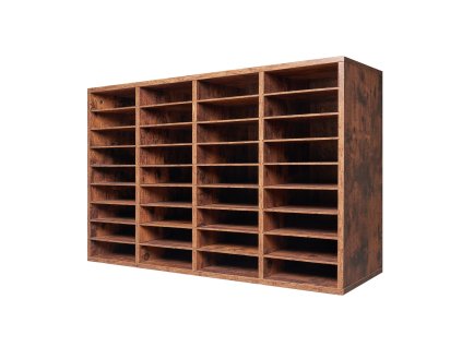 Drevený organizér 36 priehradiek s odnímateľnými policami, tmavohnedý