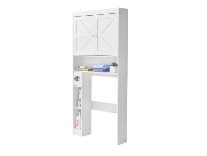 Skrinka nad toaletu, 171,3 cm, biela, dvojdverová, nastaviteľná polica