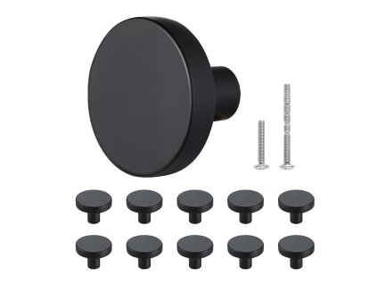 Gombíky do skríň 10 ks Ø32 mm, čierna zinková zliatina, so skrutkami