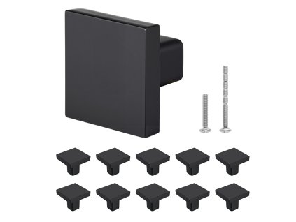 Gombíky 10 ks, štvorcové, 30 mm, čierna zliatina zinku, so skrutkami