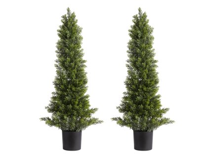 Sada 2 umelých borovicových stromčekov, výška 914 mm, hodvábne listy
