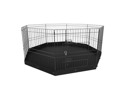 Ohrádka pre psa, 8 panelov skladacia kovová, 61 cm, s podložkou