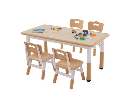 Detská súprava stôl a 4 stoličky, nastaviteľná výška, graffiti doska