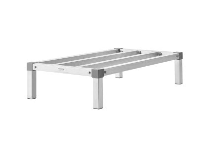 Hliníkový zvarený regál 36”×20”, 8” od podlahy, 1000 lbs nosnosť