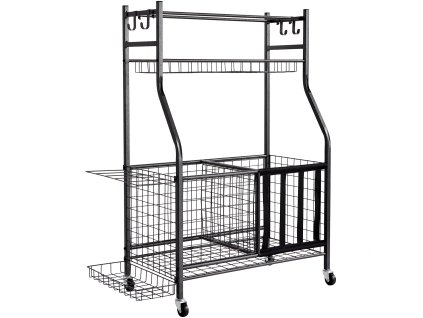 Vozík na športové lopty s košmi a hákmi, oceľový, na kolieskach