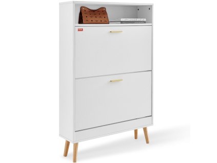 Skrinka na topánky 2 sklápacie zásuvky, stojaca, horná priehradka