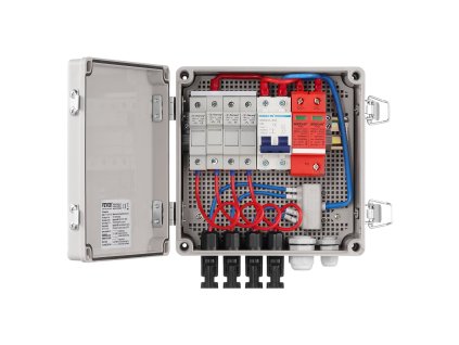 Solárna zlučovacia krabica 4 vetvy, 10A poistka, 63A istič, IP65