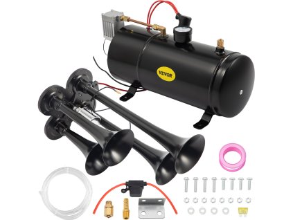 Vzdušný vláčikový klaksón 4 trúby 12V 150PSI kompresor 3 l pre auto