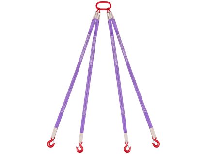 Zdvíhací popruh štvorramenný polyester s hákmi, nosnosť 3 Ton, 5Ft