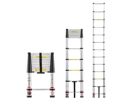 Teleskopický rebrík 3,8 m hliník nosnosť 150 kg protišmykové nohy